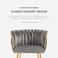 Wooden Twist Design Woven Back Velvet Upholstery and Metal Legs Elegant Seating Dining Chair for Cafe, Restaurant, and Home