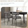 Round Upholstered Boucle Dining Room Chair Mid-Century Modern Kitchen Chairs Curved Backrest Chairs for Dining Room Black Metal Legs