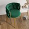 Wooden Twist Endorse Soft Velvet Upholstery Makeup Lounge Chair with Metal Legs Modern Dining Chair for Home and Office ( Green  )