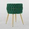 Wooden Twist Endorse Soft Velvet Upholstery Makeup Lounge Chair with Metal Legs Modern Dining Chair for Home and Office ( Green  )