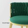 Wooden Twist Endorse Soft Velvet Upholstery Makeup Lounge Chair with Metal Legs Modern Dining Chair for Home and Office ( Green  )