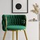 Wooden Twist Endorse Soft Velvet Upholstery Makeup Lounge Chair with Metal Legs Modern Dining Chair for Home and Office ( Green  )