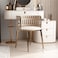 Wooden Twist Endorse Soft Velvet Upholstery Makeup Lounge Chair with Metal Legs Modern Dining Chair for Home and Office ( Beige )