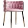 Wooden Twist Endorse Soft Velvet Upholstery Makeup Lounge Chair with Metal Legs Modern Dining Chair for Home and Office ( Pink )