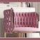 Wooden Twist Endorse Soft Velvet Upholstery Makeup Lounge Chair with Metal Legs Modern Dining Chair for Home and Office ( Pink )