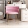 Wooden Twist Endorse Soft Velvet Upholstery Makeup Lounge Chair with Metal Legs Modern Dining Chair for Home and Office ( Pink )
