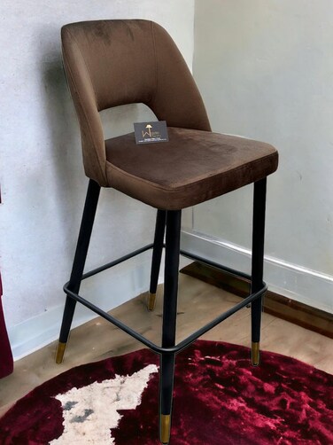 Wooden Twist Disc High Longer Metal Kitchen Counter Armless Chair