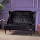 Wooden Recessed Arm Loveseat Bench (2 Seater, Black)