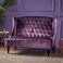 Wooden Recessed Arm Loveseat Bench (2 Seater, Purple)