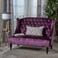 Wooden Recessed Arm Loveseat Bench (2 Seater, Purple)