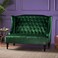 Wooden Recessed Arm Loveseat Bench (2 Seater, Dark Green)