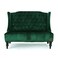 Wooden Recessed Arm Loveseat Bench (2 Seater, Dark Green)