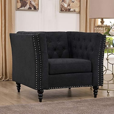 Wooden Twist Fresco Premium Living Room Chesterfield Single ( Black  )