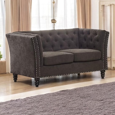 Wooden Twist Fresco Premium Living Room Chesterfield 2 Seater Sofa ( Brown )