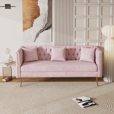 Wooden Twist Opulent Modern Sofa Elegant Velvet Seating 3 Seater Sofa Set