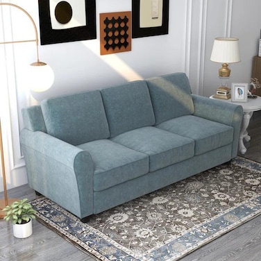 Wooden Twist Luxe Velvet Modern 3 Seater Sofa Set