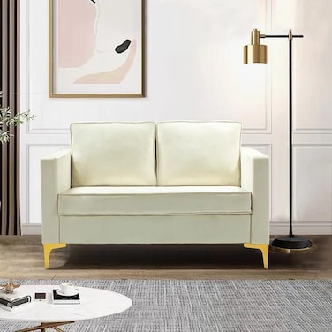 Wooden Twist Avi&oacute;n Solid Wood Loveseat 2-Seater Bench with Two Cushions