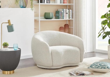 Snug Modern Rounded Back Rich Cream Boucle Sofa