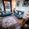 Wooden Twist Swanky Home Decor Teak Wood Boucle Fabric Sofa Set 3+1+1 with 4 Cushions Elegant Living Room