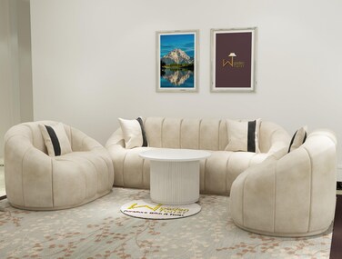 Collin Modern Oval Shape Sofa Set With Center Table
