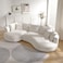 Wooden Twist Snowy Curved Luxurious Boucle Fabric 3 Seater Sofa with Soft Comfortable Cushions for Modern Living Room