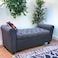 Wooden Twist Button Tufted Design Premium Wood 2 Seater Storage Bench (Dark Grey)