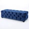 Wooden Twist Wide Tufted Modern Bench For Living Room (Navy Blue)