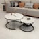 Wooden Twist Modern Contemporary Stainless Steel Base Marble Top Nesting Coffee Table ( Set of 2 )