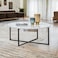 Wooden Twist Modern Contemporary Metal Base Marble Top Round Coffee Table ( White &amp; Black )