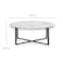 Wooden Twist Modern Contemporary Metal Base Marble Top Round Coffee Table ( White &amp; Black )