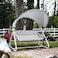 Wooden Twist Hammock Swing for Outdoor &amp; Indoor Use Sun Shade Design Curved Mesh Canopy (Grey)