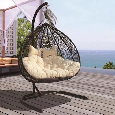 Buy Wooden Twist Hanging Egg Swing Chair with Stand Egg Chair