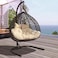 Wooden Twist Hanging Egg Swing Chair with Stand Egg Chair Wicker Indoor Outdoor Hammock Egg Chair with Cushions 550lbs for Patio, Bedroom, Garden and Balcony (Black)