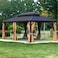 Wooden Twist Extend Waxed Garden Gazebo with Waterproof Curtain and Mosquito Net (Grey, 3.65 x 4.85 m )