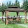 Wooden Twist Extend Waxed Garden Gazebo with Waterproof Curtain and Mosquito Net (Grey, 3.65 x 4.85 m )