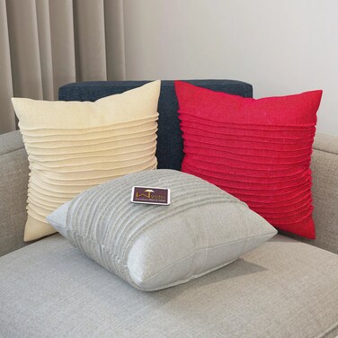 Wooden Twist Fabrahome Abstract Square Jute Cushion Cover Set of 3 ( Multicolor )
