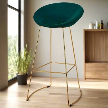 Wooden Twist Mope Design Modern Cafe Dining Chair Metal Legs Green