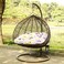 Wooden Twist  Wicker Hanging Egg Swing Chair with Stand Outdoor Hammock with Cushion 550lbs for Patio, Garden, and Balcony ( Bronze )
