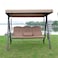 Wooden Twist Lushio Metal Frame Weatherproof Polyester 3-Seater Swing with Adjustable Canopy &amp; Cup Holder for Outdoor Garden Patio