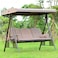 Wooden Twist Lushio Metal Frame Weatherproof Polyester 3-Seater Swing with Adjustable Canopy &amp; Cup Holder for Outdoor Garden Patio