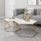 
Wooden Twist Vortexa Hexagon Design Coffee Table with Marble-Like Finish Top Modern &amp; Elegant Nesting Table (Set of 2)