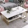 
Wooden Twist Eclavon Stylish Zigzag Design Rectangular Coffee Table with Marble-Like Finish Modern &amp; Elegant for Living Room D&eacute;cor