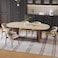 Wooden Twist Vienna Harmony 6 Seater Dining Table Set with Limestone Top (Off-White)