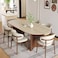 Wooden Twist Vienna Harmony 6 Seater Dining Table Set with Limestone Top (Off-White)