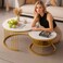 
Wooden Twist Rznxz Modern Round Metal Base Marble Top Nesting Coffee Table ( Set of 2)