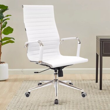 Wooden Twist Arctic Height Adjustable Office Chair with 360&deg; Swivel Rocking for Home Office or Desk (White)