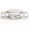 Wooden Twist Vibing Modern Stylish Nesting Coffee Table with Metal Base Marble Top (White &amp; Silver, Set of 3)
