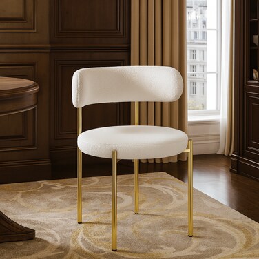 Wooden Twist Sunorx Round Dining Chair with Gold Finish Metal Legs In Soft Fabric