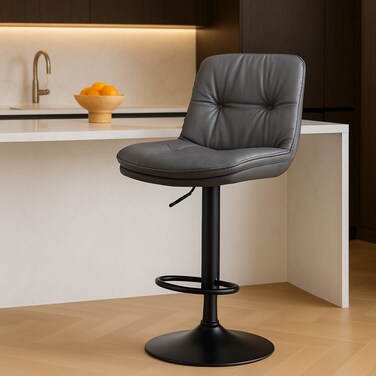 Wooden Twist Lunara 360&deg; Swivel Cafe Bar Stool Chair Adjustable Counter Height with Backrest
