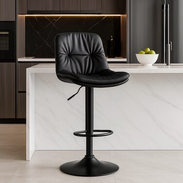 Wooden Twist Lunara 360&deg; Swivel Cafe Bar Stool Chair Adjustable Counter Height with Backrest